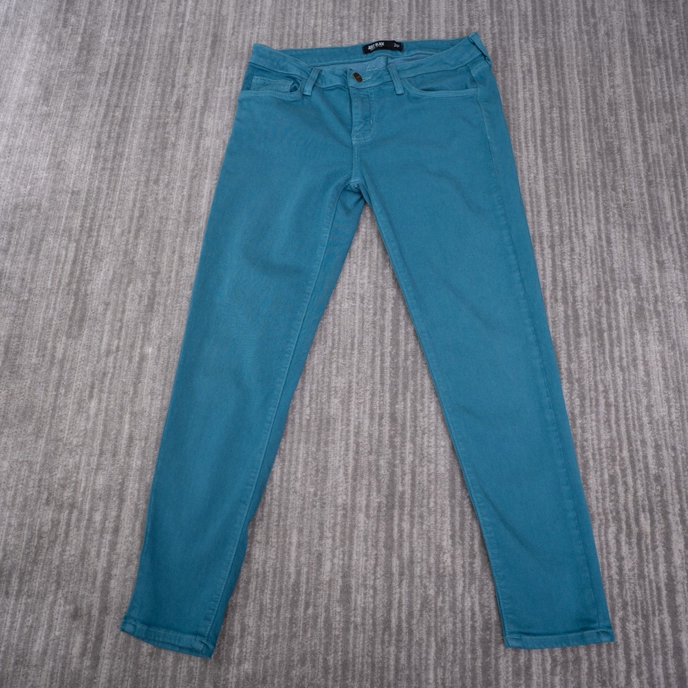 Just Black Skinny Jeans Women 28P Fit 30 Teal Blue Excellent Stretch Made in USA